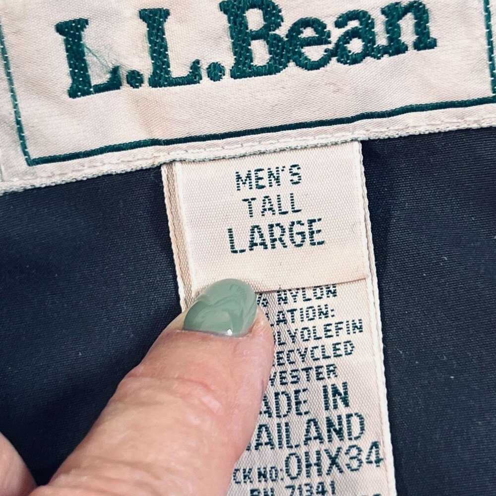 LL Bean Barn Coat Tall Lg Wool Blend Plaid Lining Chore Jacket Insulated Green - Picture 5 of 16